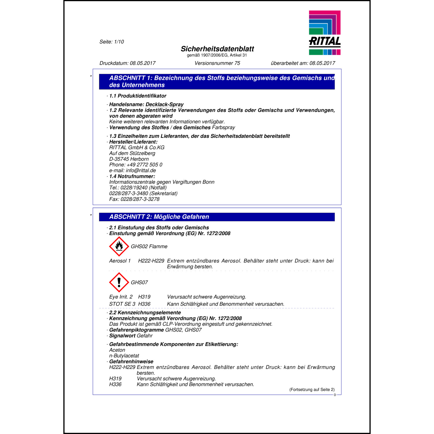 Sicherheitsdatenblatt