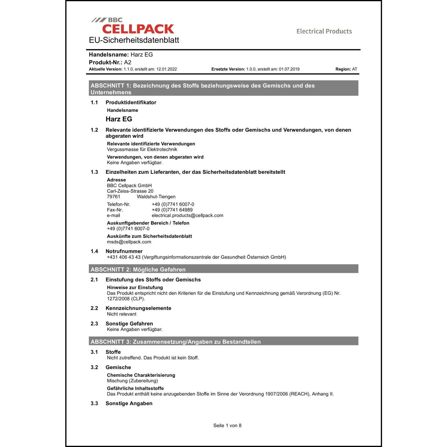 Sicherheitsdatenblatt