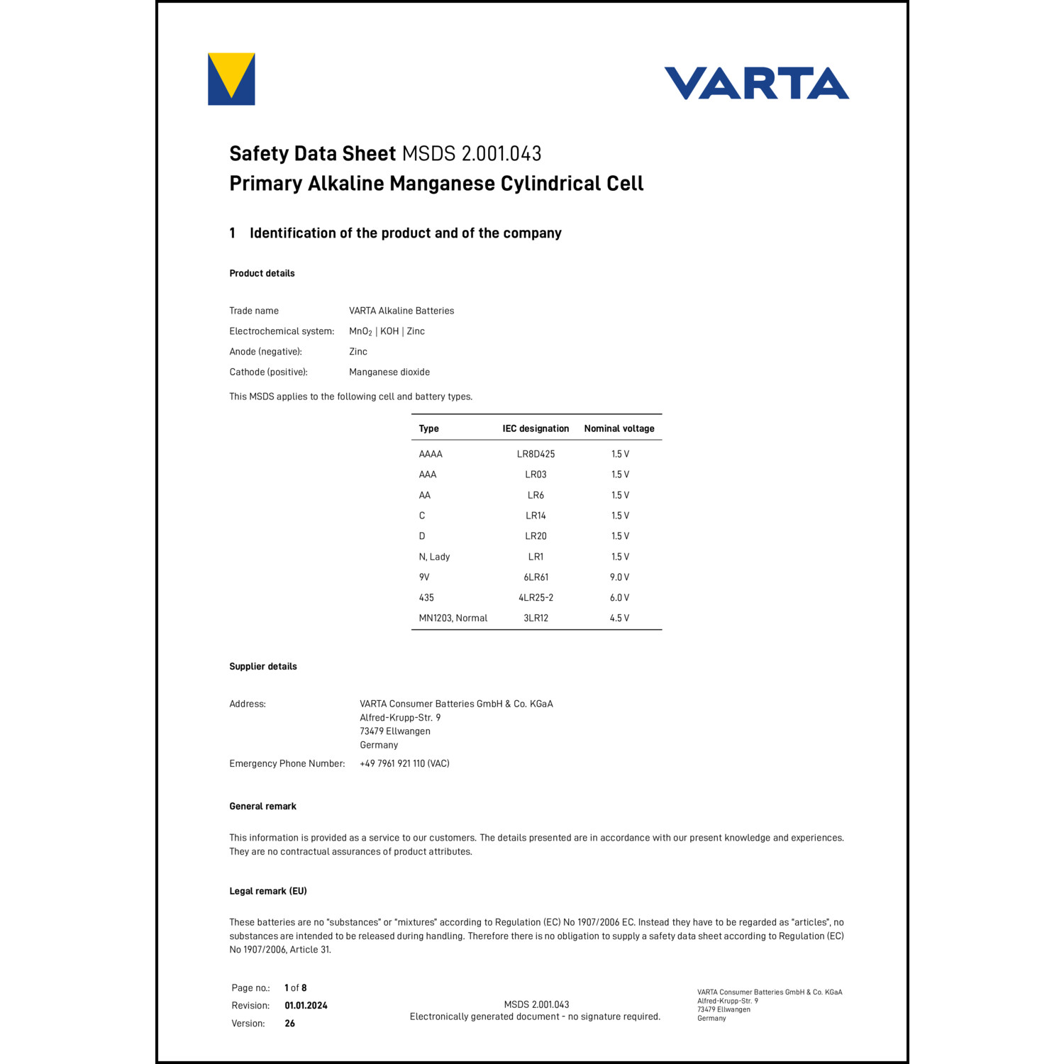 Sicherheitsdatenblatt