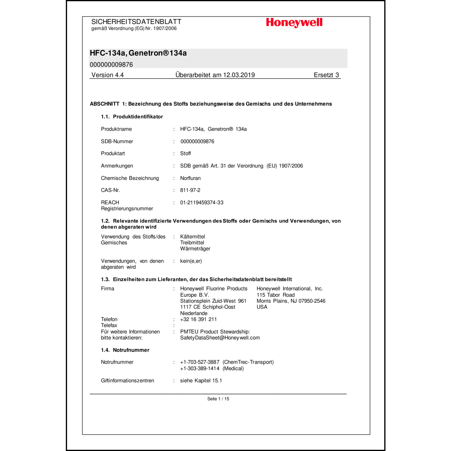 Sicherheitsdatenblatt