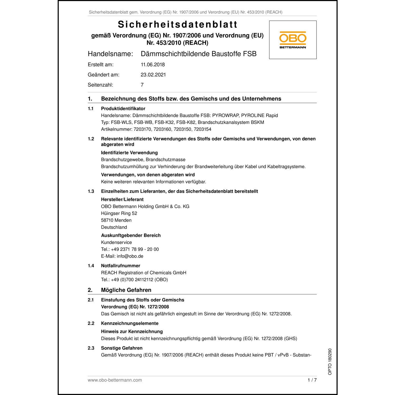 Sicherheitsdatenblatt