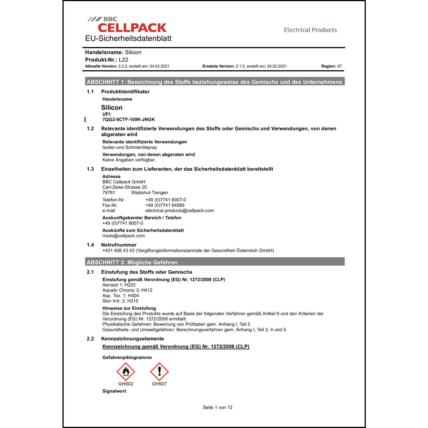 Sicherheitsdatenblatt