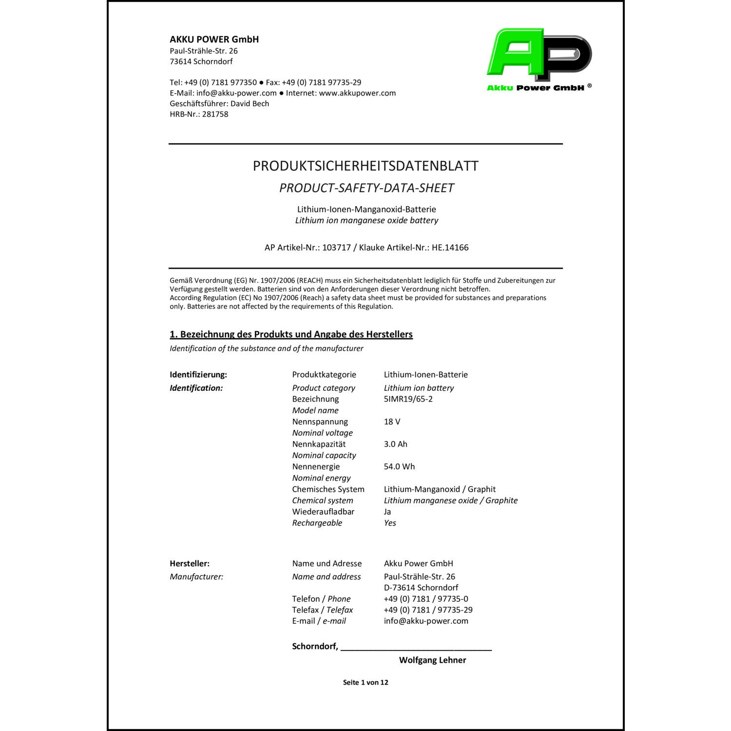 Sicherheitsdatenblatt