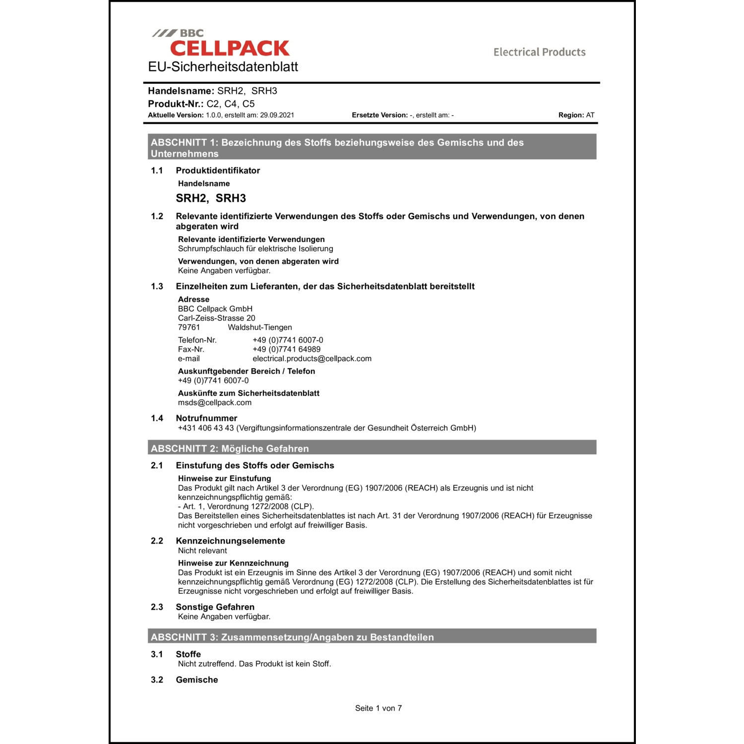 Sicherheitsdatenblatt