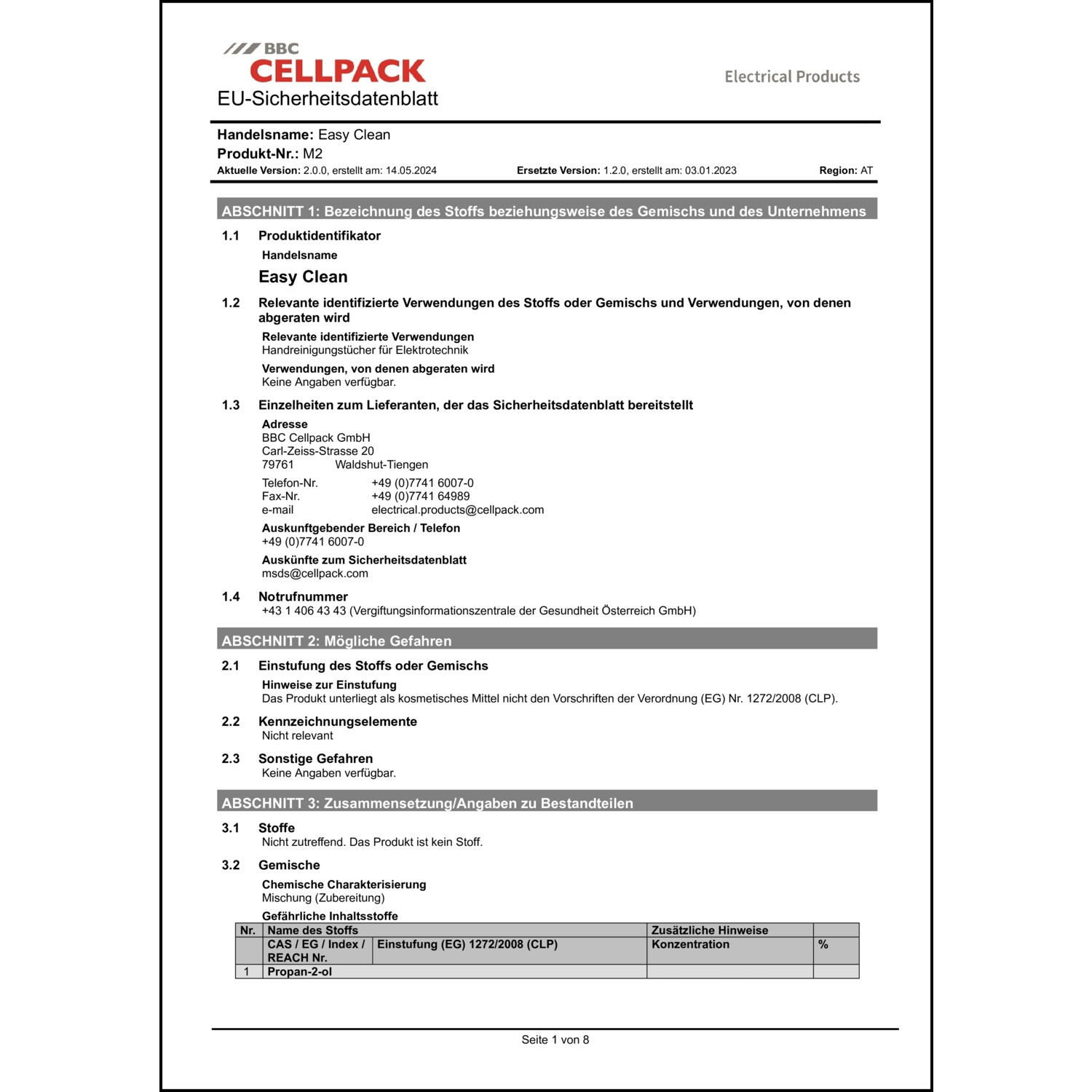 Sicherheitsdatenblatt
