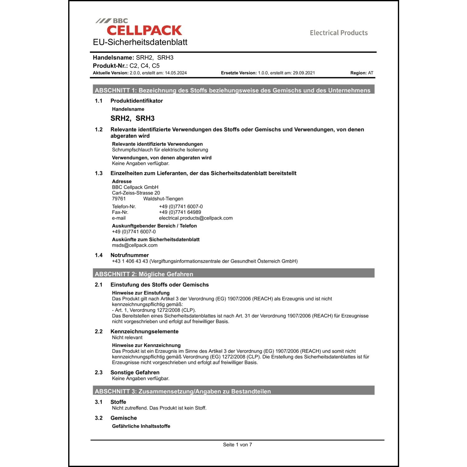 Sicherheitsdatenblatt