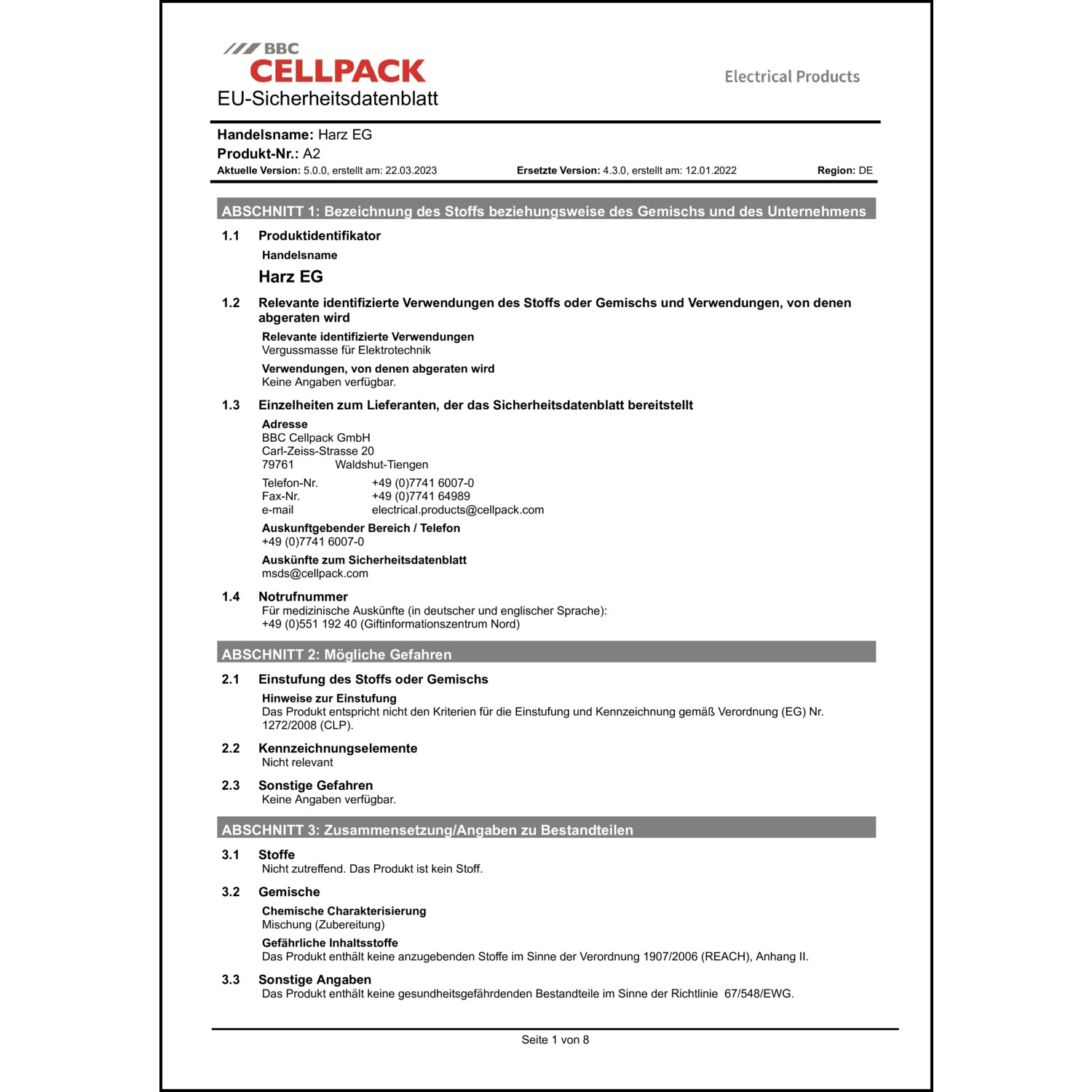 Sicherheitsdatenblatt