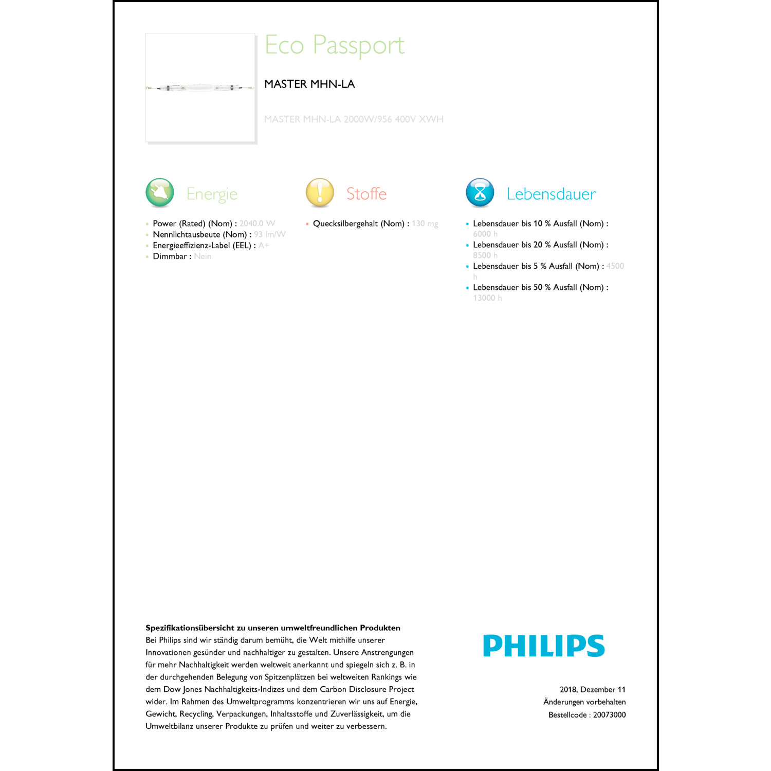 Produktdatenblatt für Energielabel