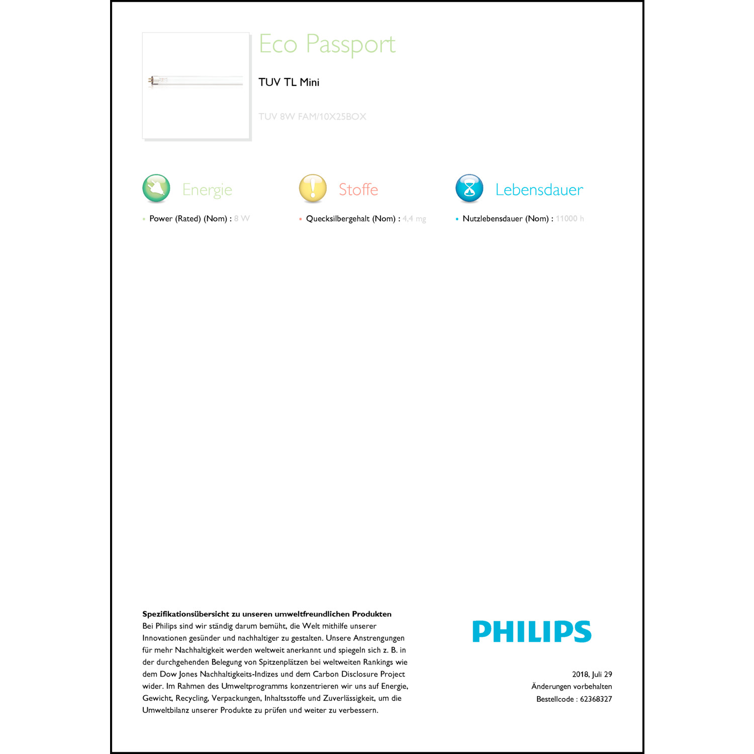 Produktdatenblatt für Energielabel