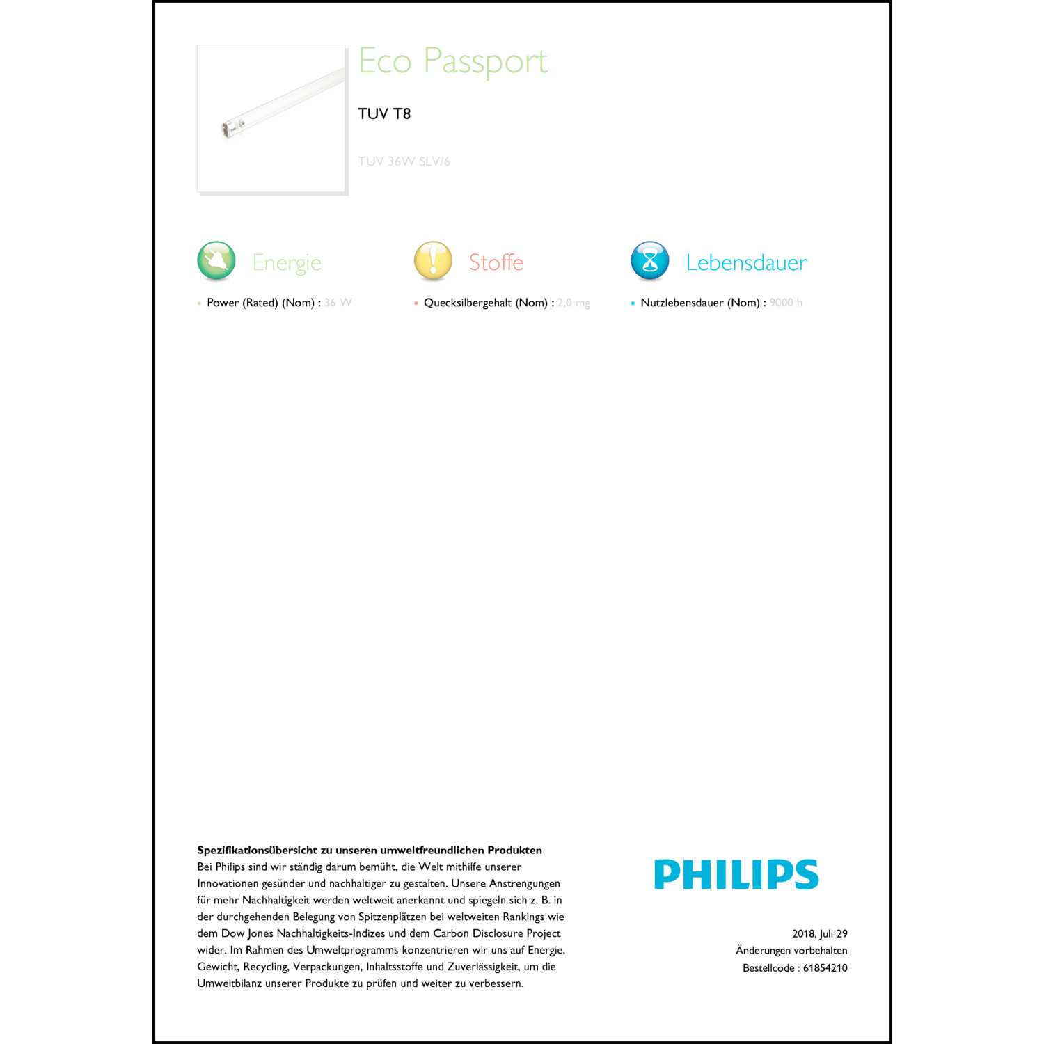 Produktdatenblatt für Energielabel