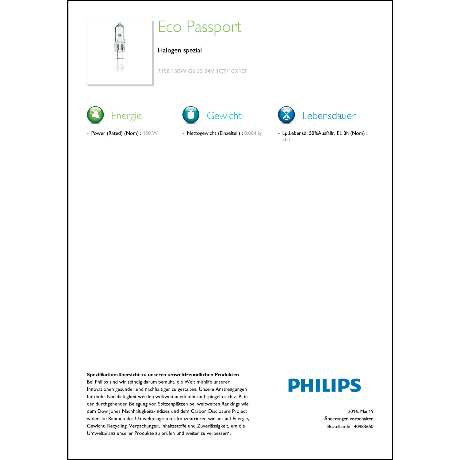 Produktdatenblatt für Energielabel