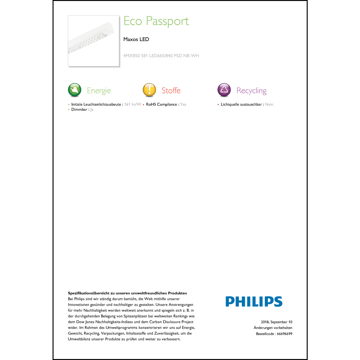 Produktdatenblatt für Energielabel