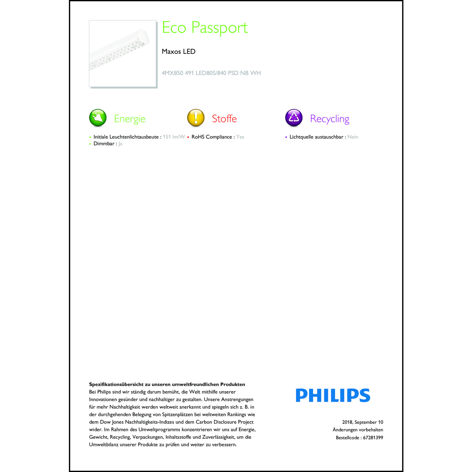 Produktdatenblatt für Energielabel