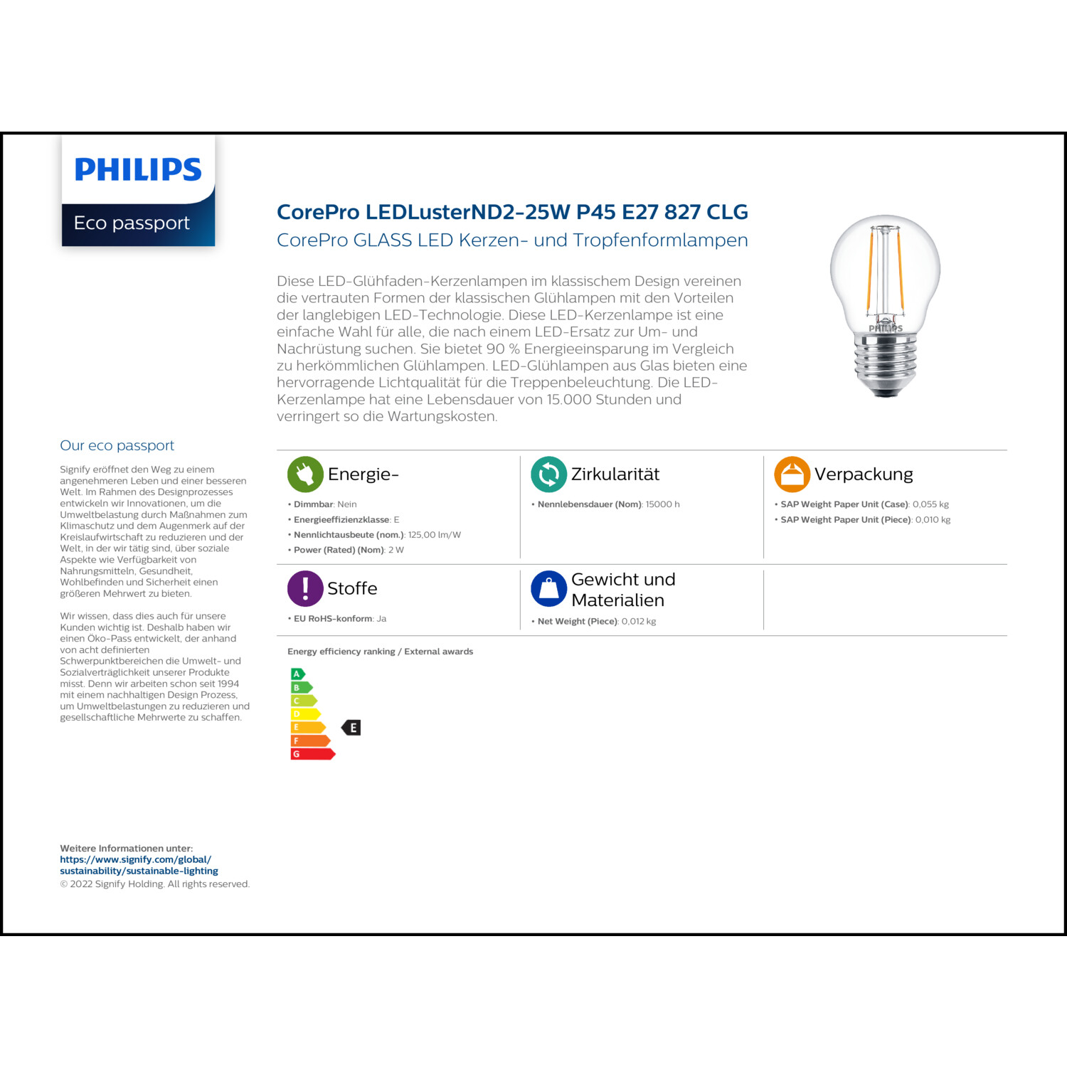 Produktdatenblatt für Energielabel