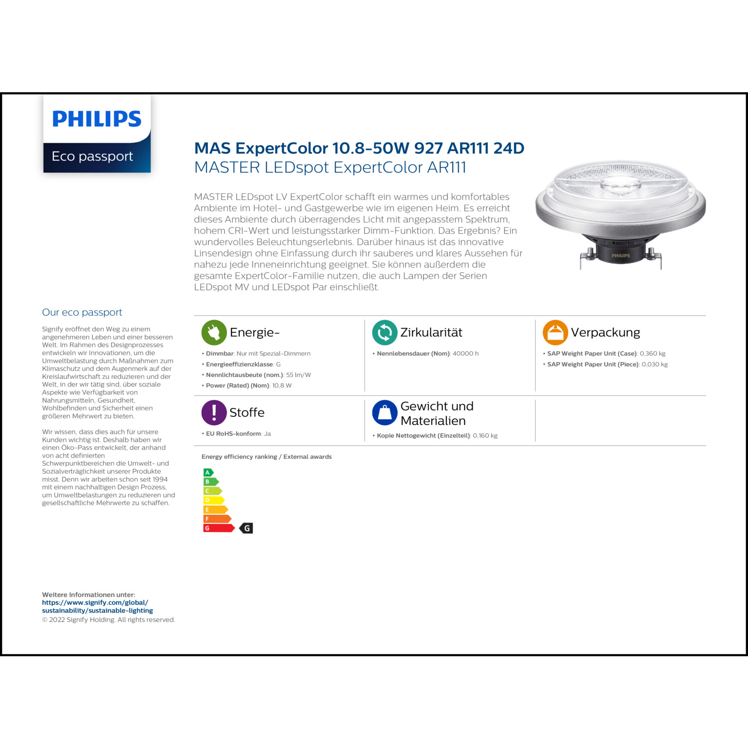 Produktdatenblatt für Energielabel