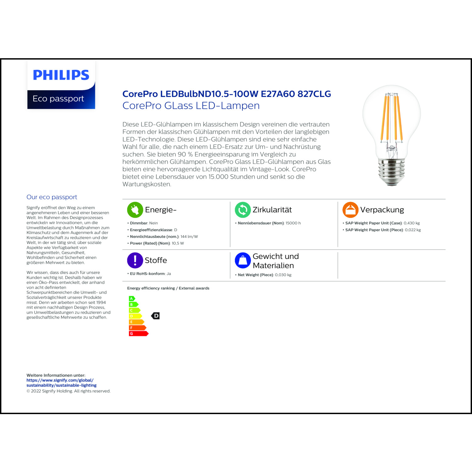 Produktdatenblatt für Energielabel