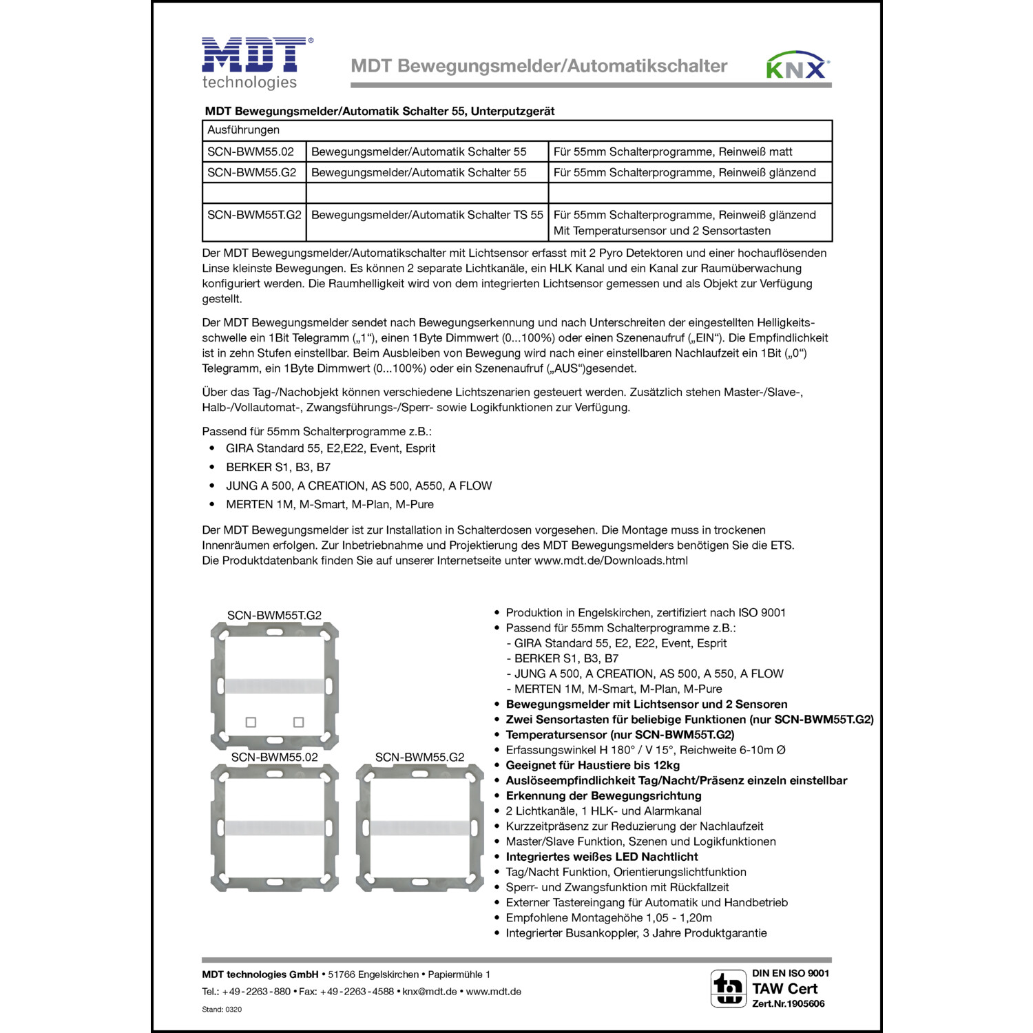 SCN-BWM55.02 MDT Bewegungsmelder/Automatik Schalter 55