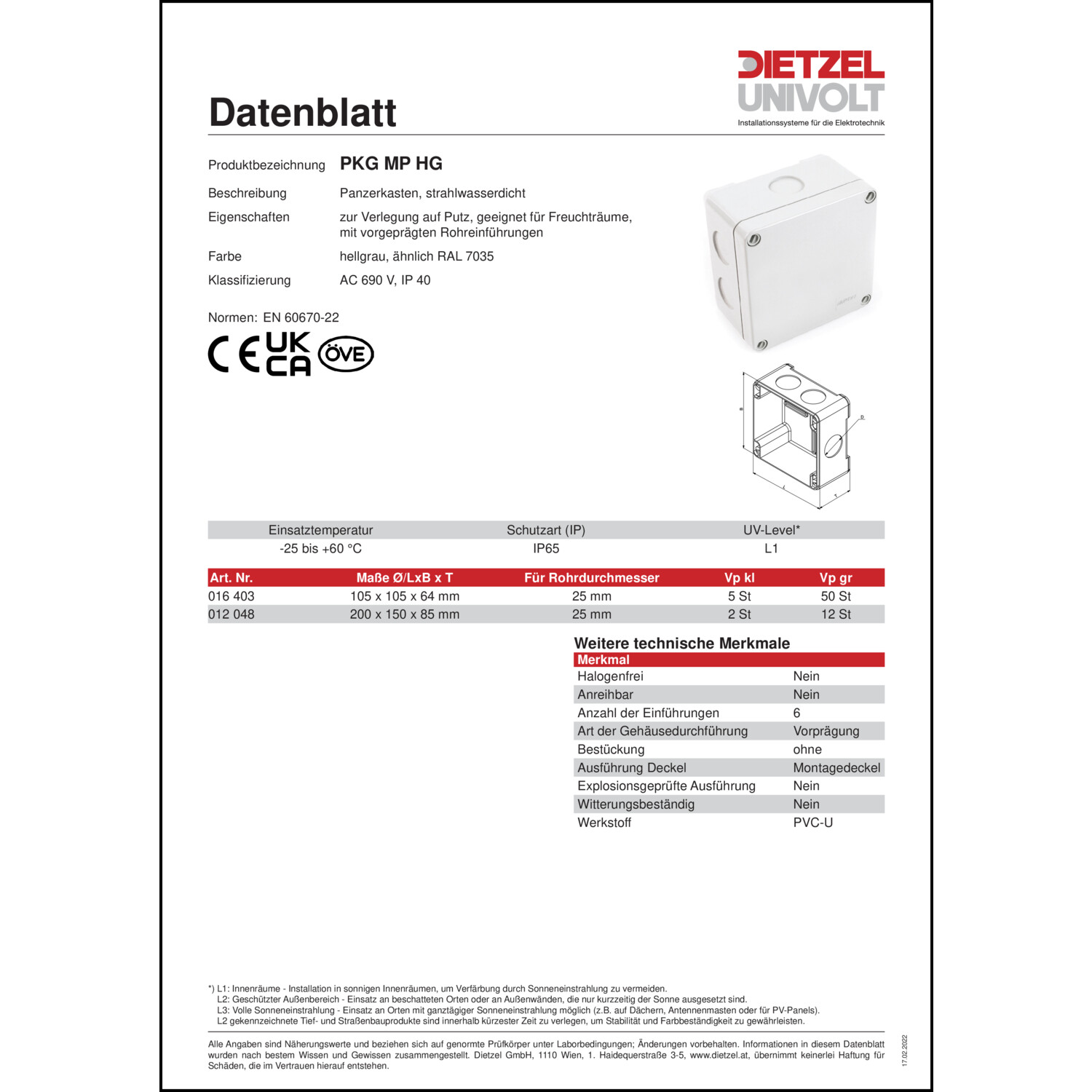 Produktdatenblatt