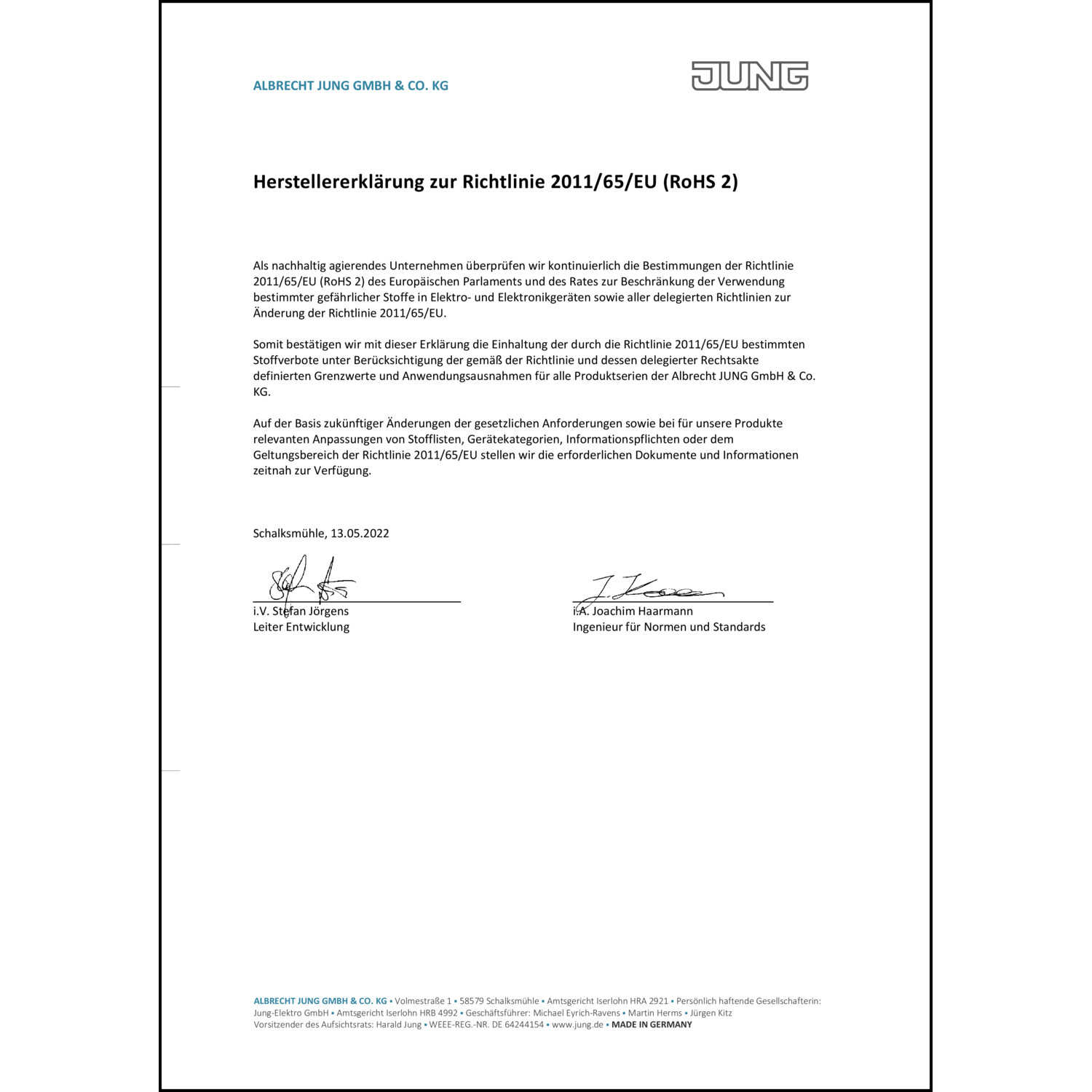 RoHS-Erklärung