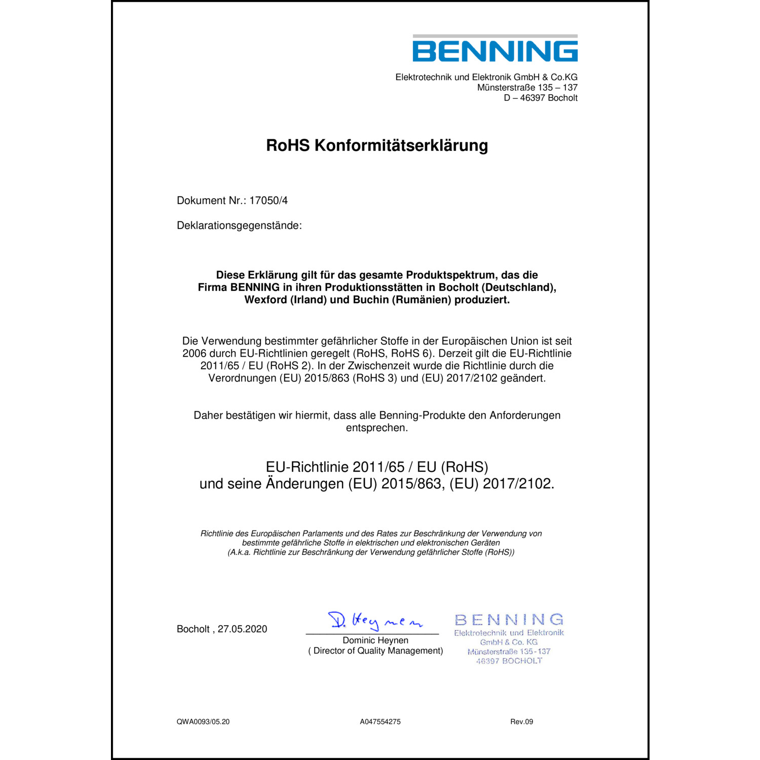 RoHS-Erklärung