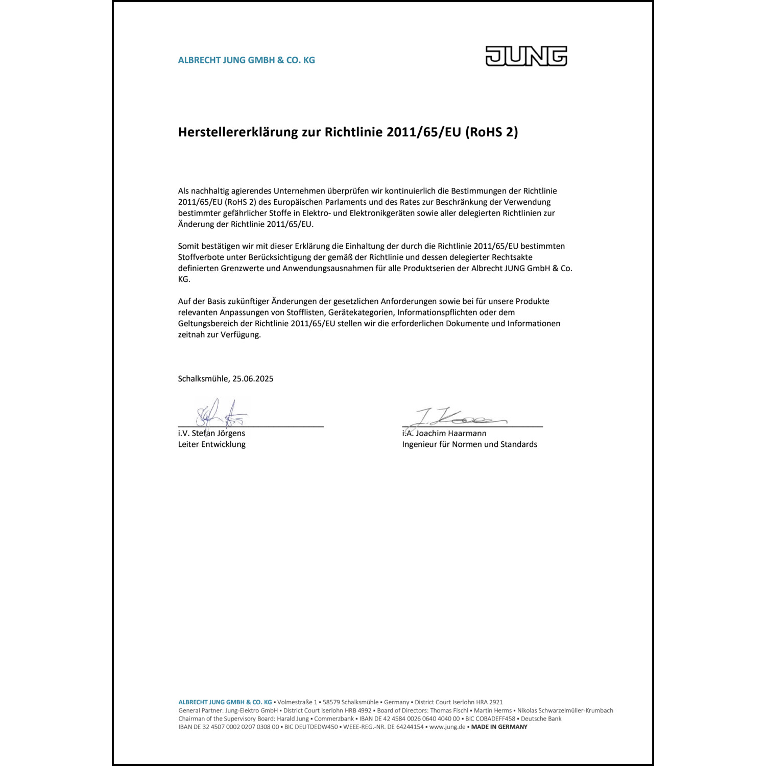 RoHS-Erklärung