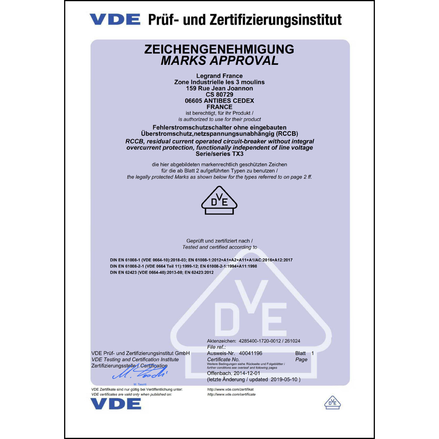 CoC-Erklärung (Certificate of Conformity, benötigt für CPR)