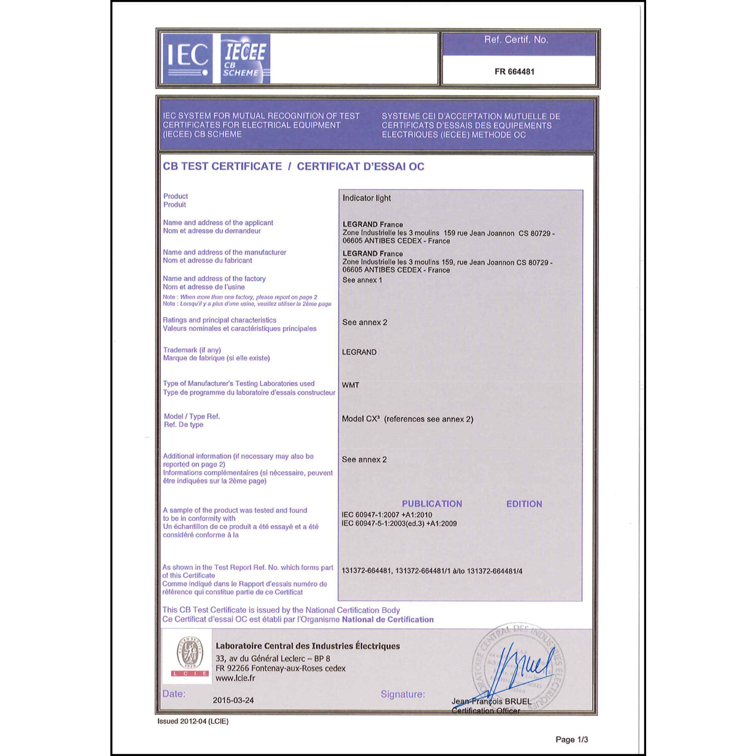 CoC-Erklärung (Certificate of Conformity, benötigt für CPR)