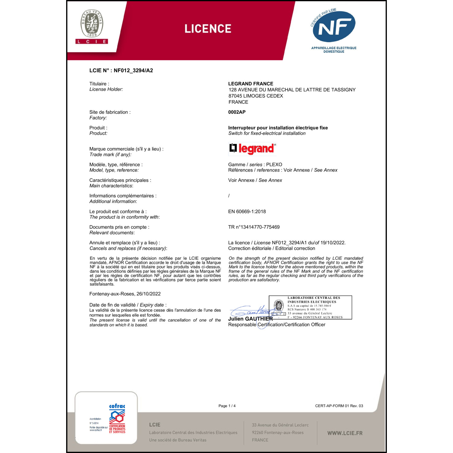 CoC-Erklärung (Certificate of Conformity, benötigt für CPR)