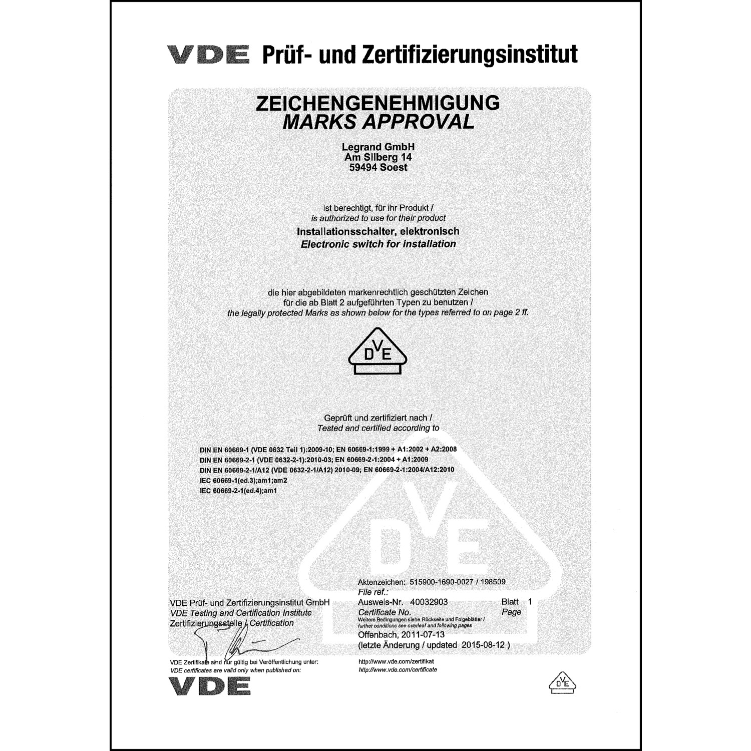 CoC-Erklärung (Certificate of Conformity, benötigt für CPR)