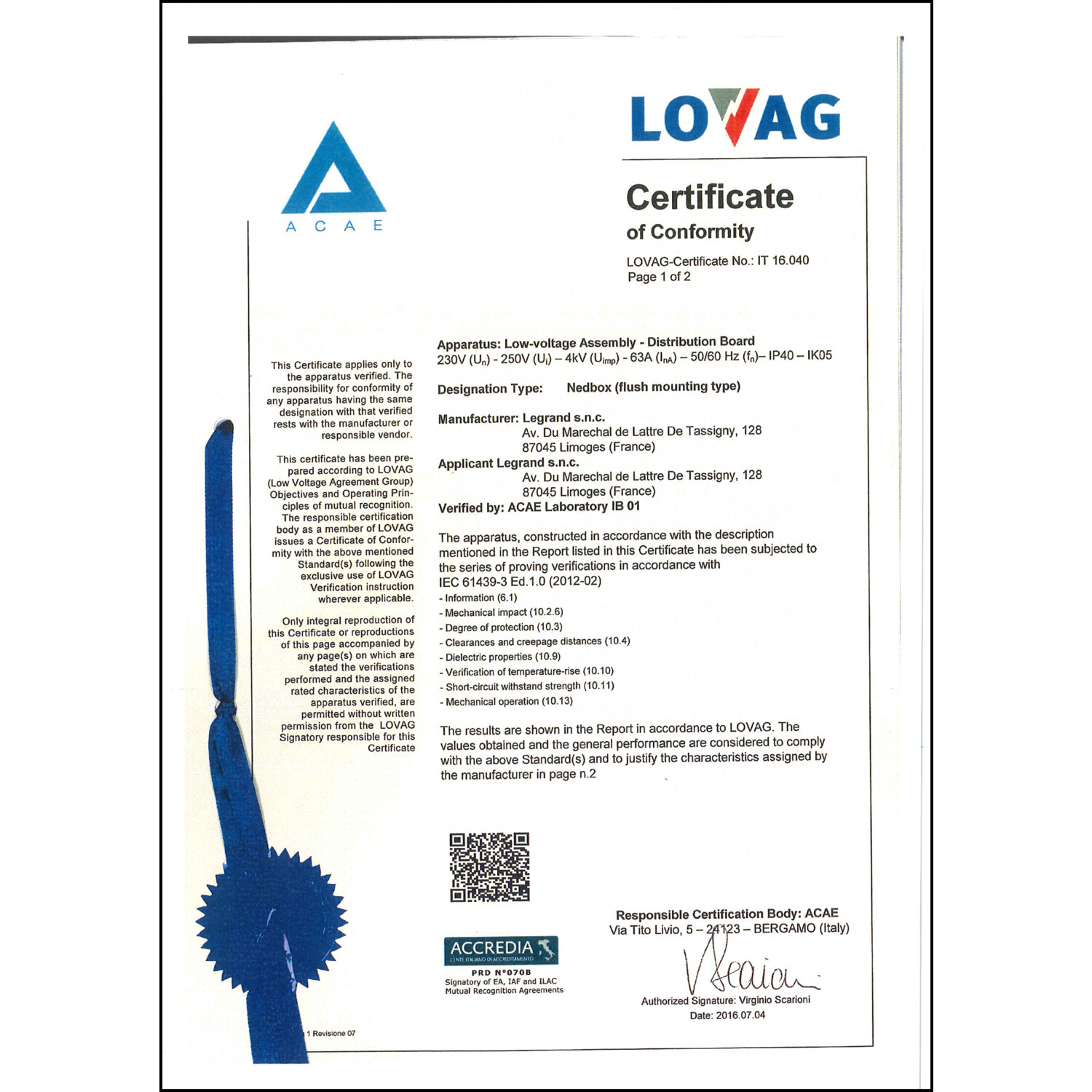 CoC-Erklärung (Certificate of Conformity, benötigt für CPR)