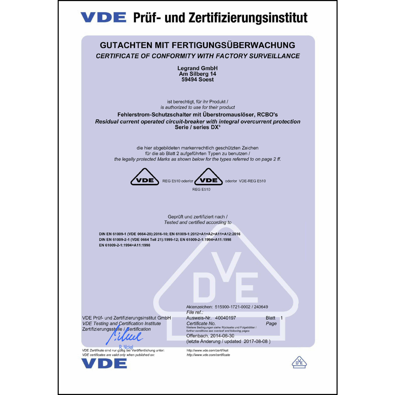 CoC-Erklärung (Certificate of Conformity, benötigt für CPR)