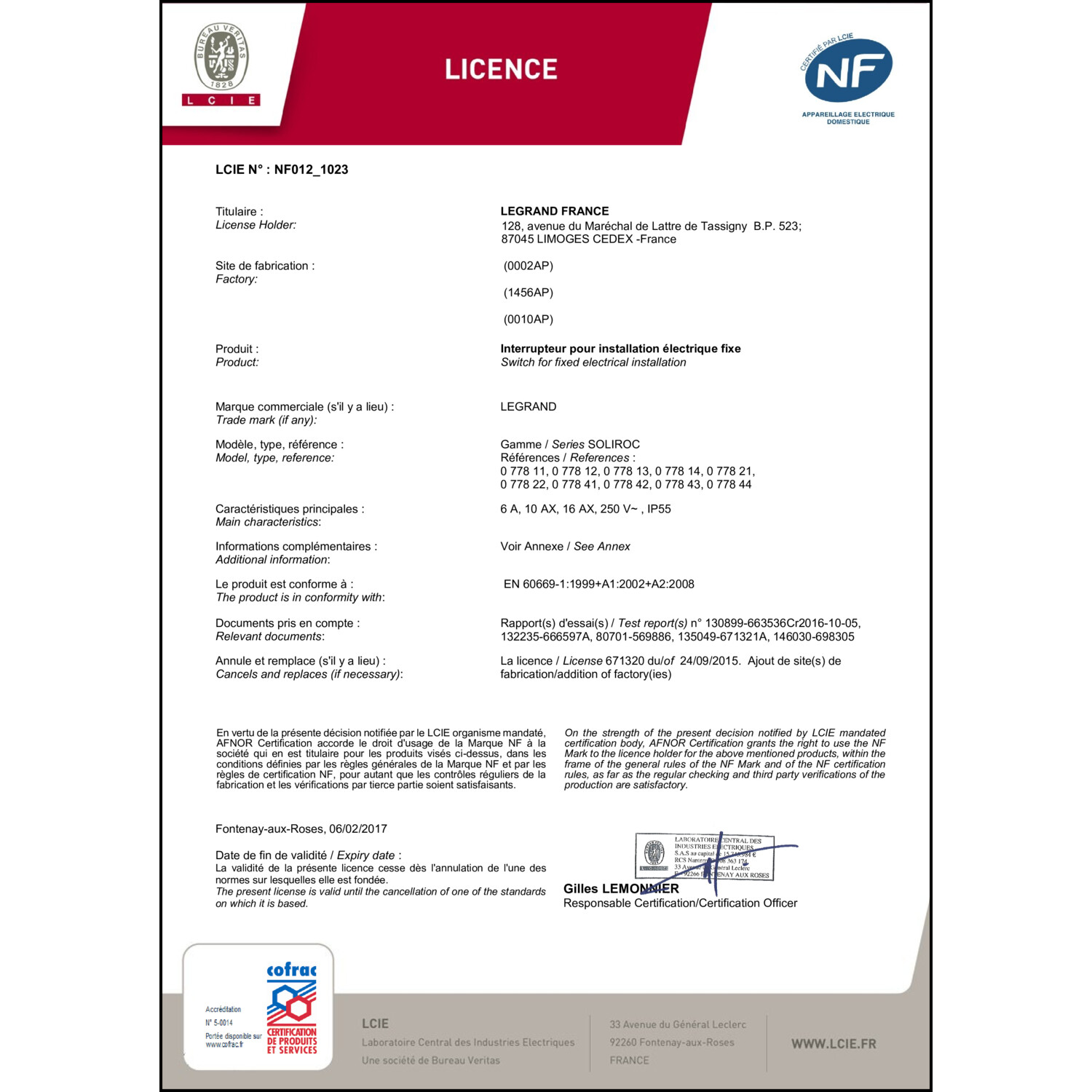 CoC-Erklärung (Certificate of Conformity, benötigt für CPR)