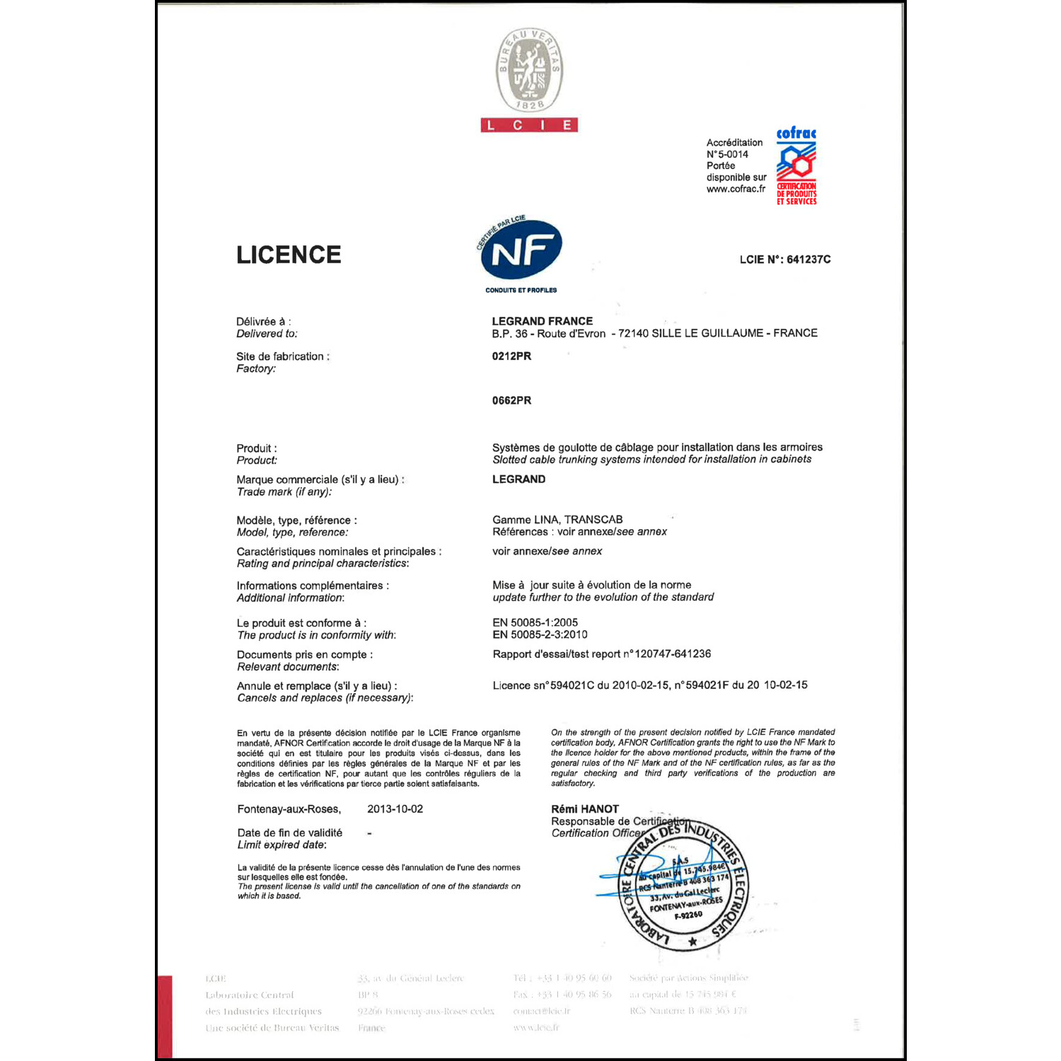 CoC-Erklärung (Certificate of Conformity, benötigt für CPR)