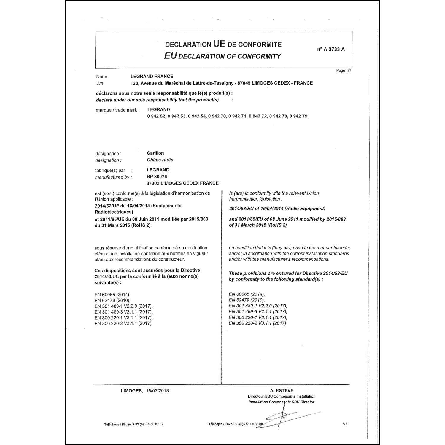CoC-Erklärung (Certificate of Conformity, benötigt für CPR)
