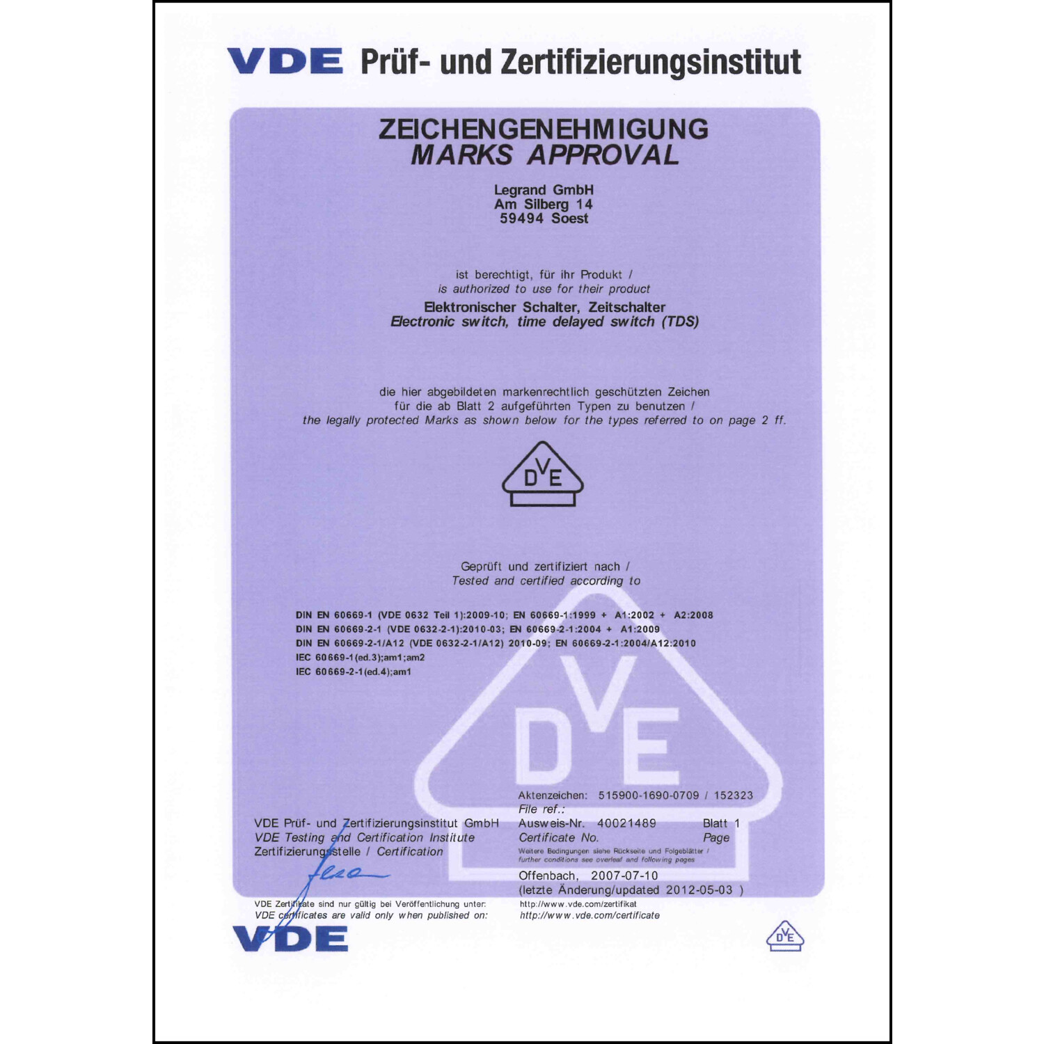CoC-Erklärung (Certificate of Conformity, benötigt für CPR)