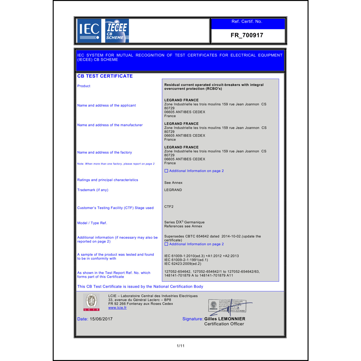 CoC-Erklärung (Certificate of Conformity, benötigt für CPR)