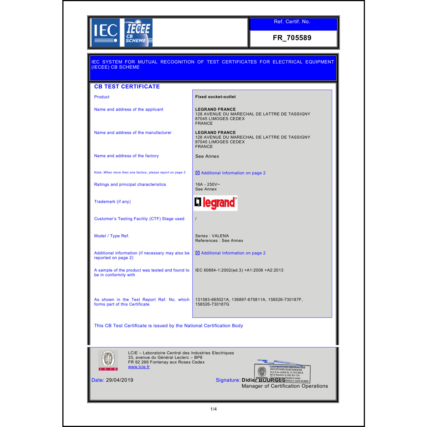 CoC-Erklärung (Certificate of Conformity, benötigt für CPR)