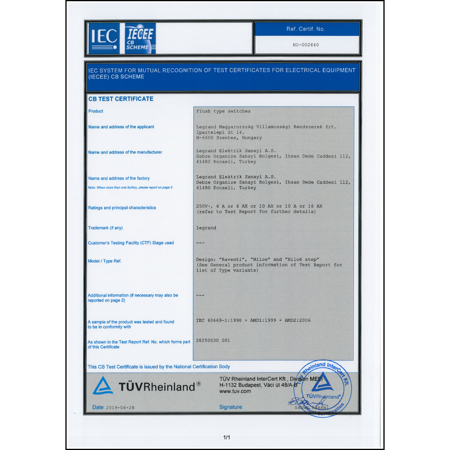 CoC-Erklärung (Certificate of Conformity, benötigt für CPR)