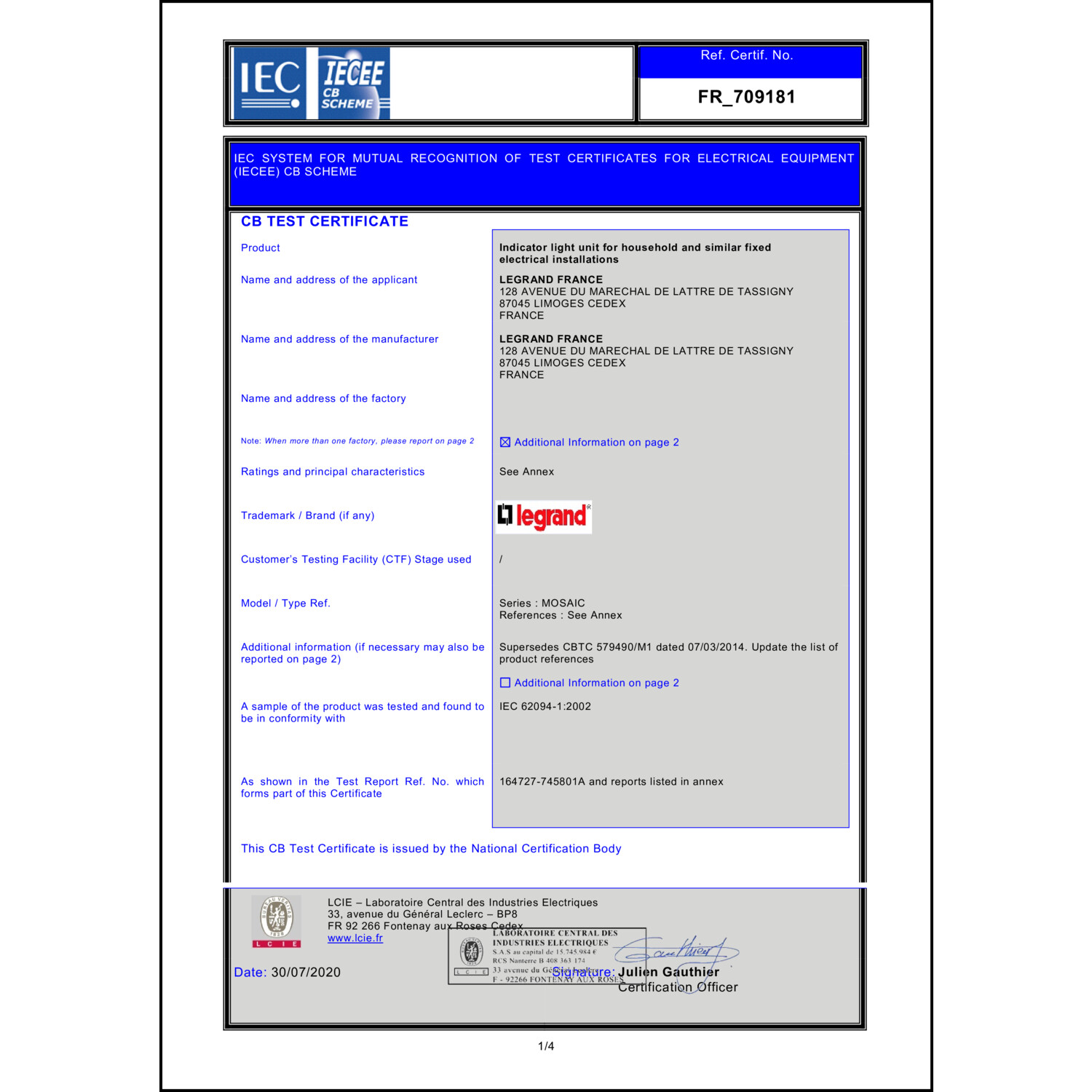 CoC-Erklärung (Certificate of Conformity, benötigt für CPR)