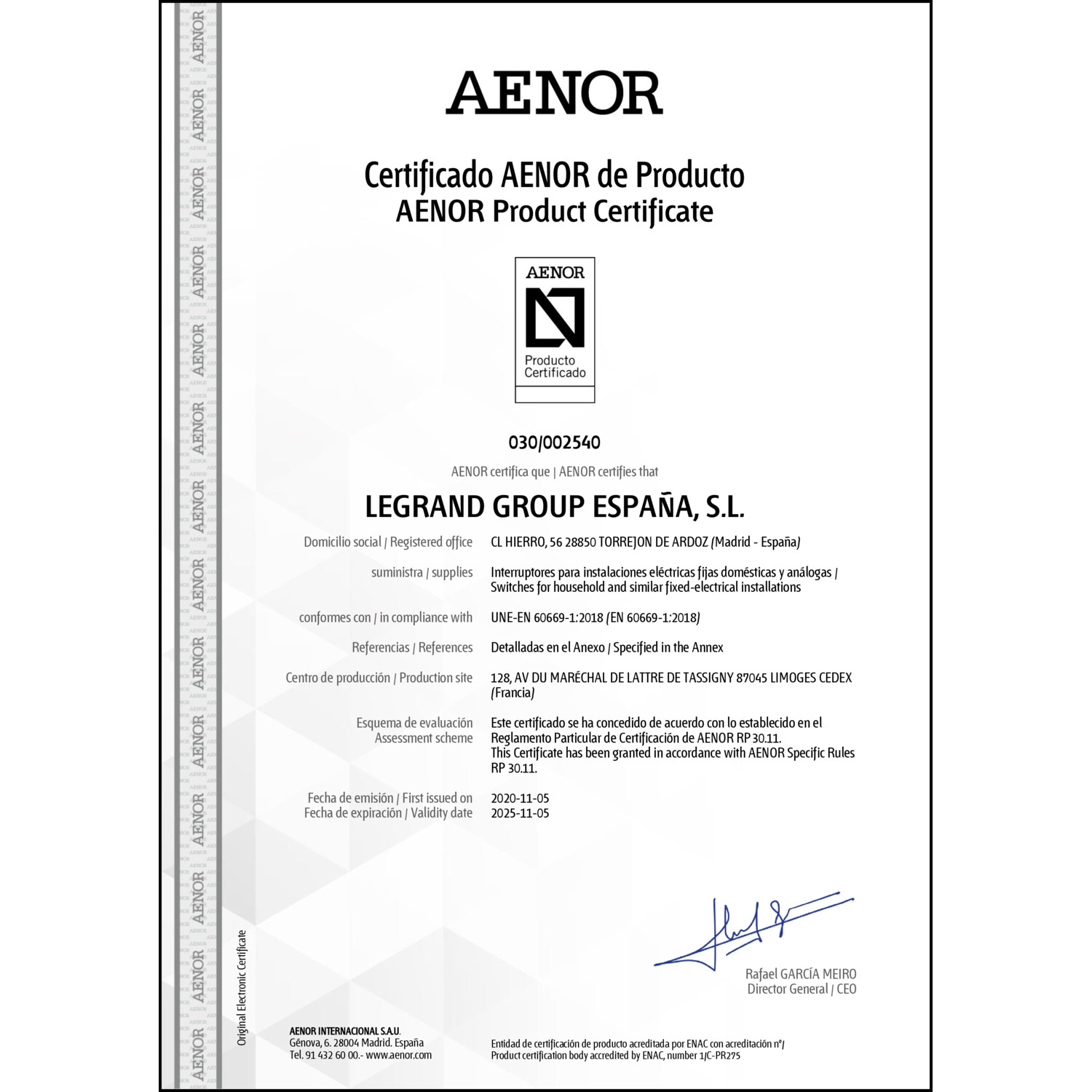 CoC-Erklärung (Certificate of Conformity, benötigt für CPR)