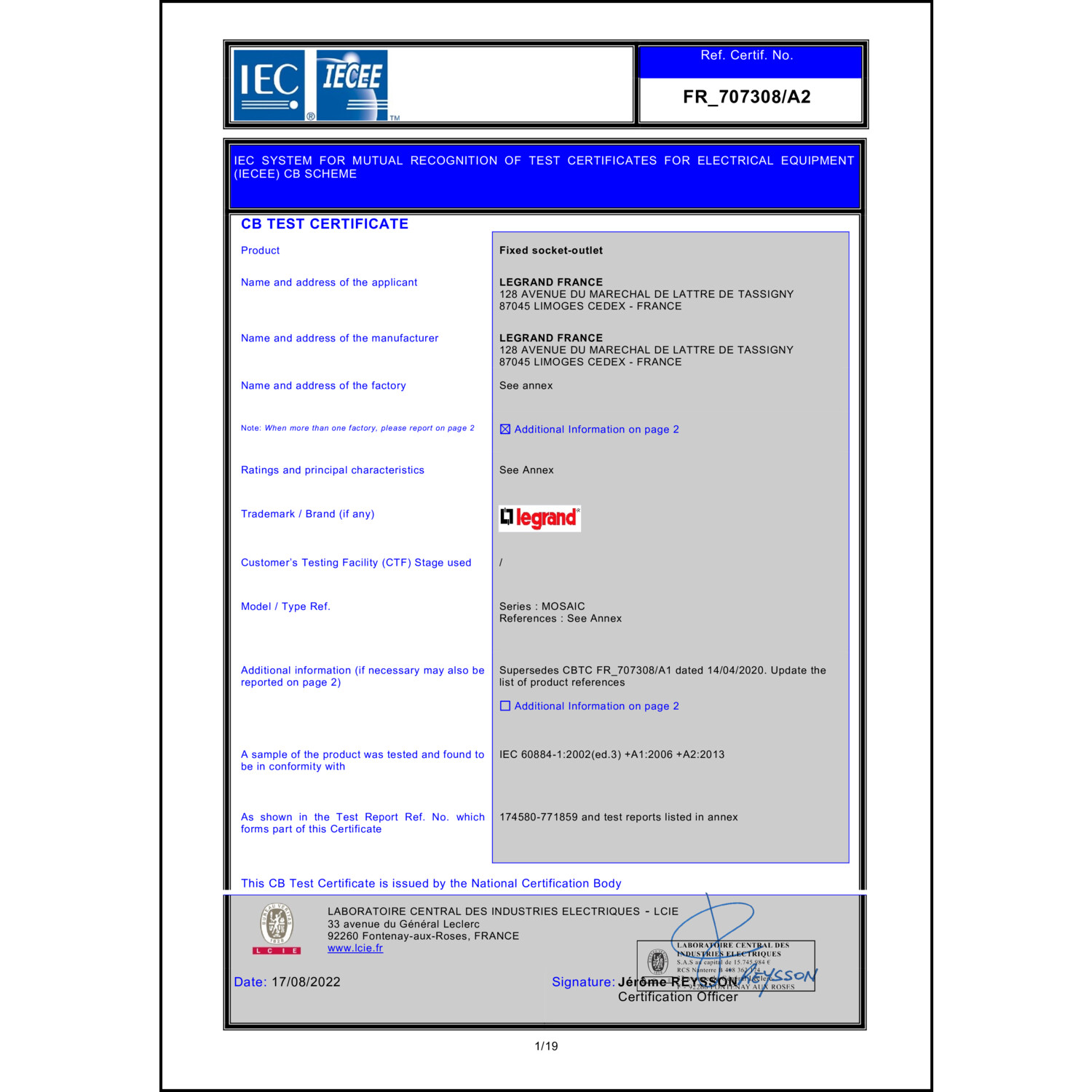 CoC-Erklärung (Certificate of Conformity, benötigt für CPR)
