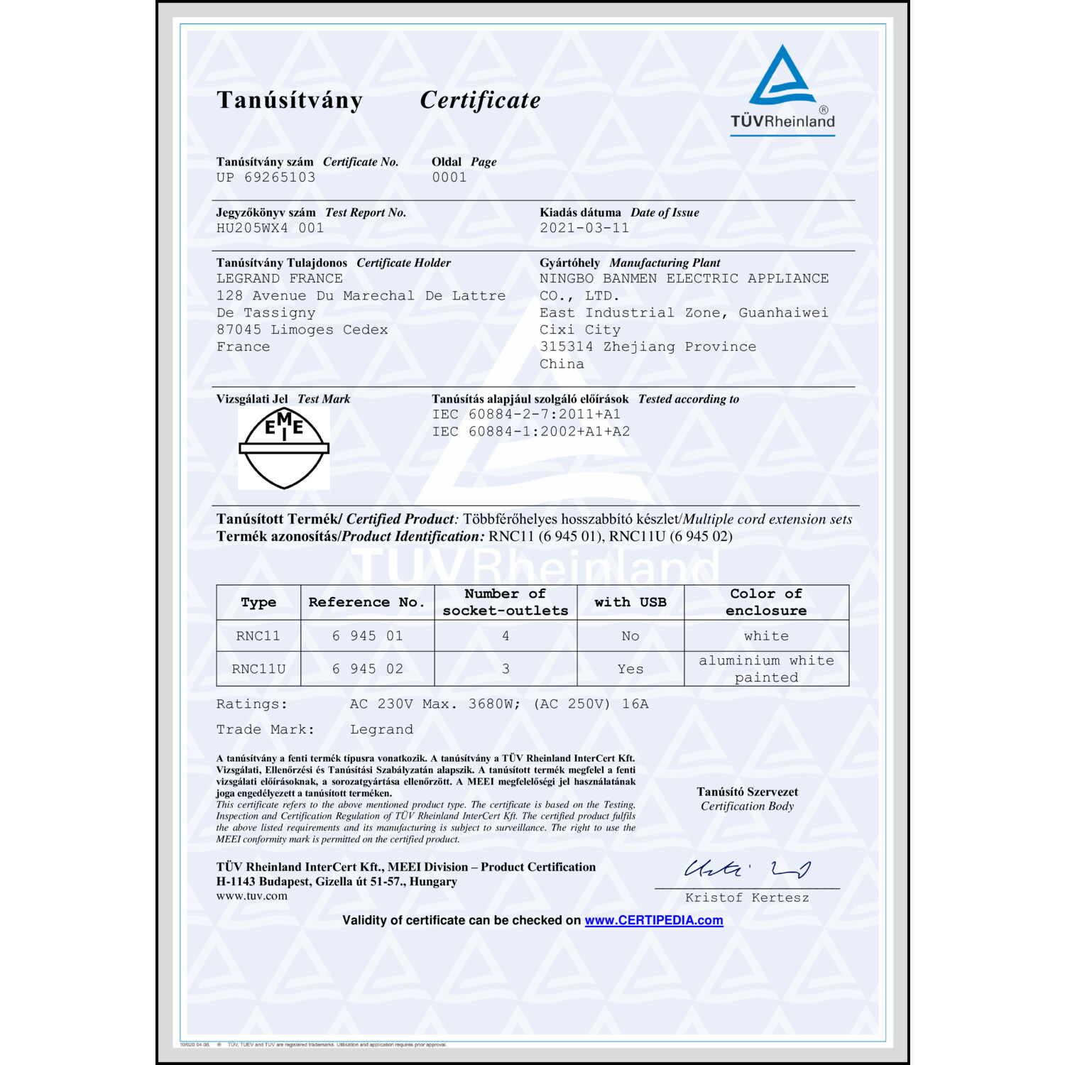 CoC-Erklärung (Certificate of Conformity, benötigt für CPR)