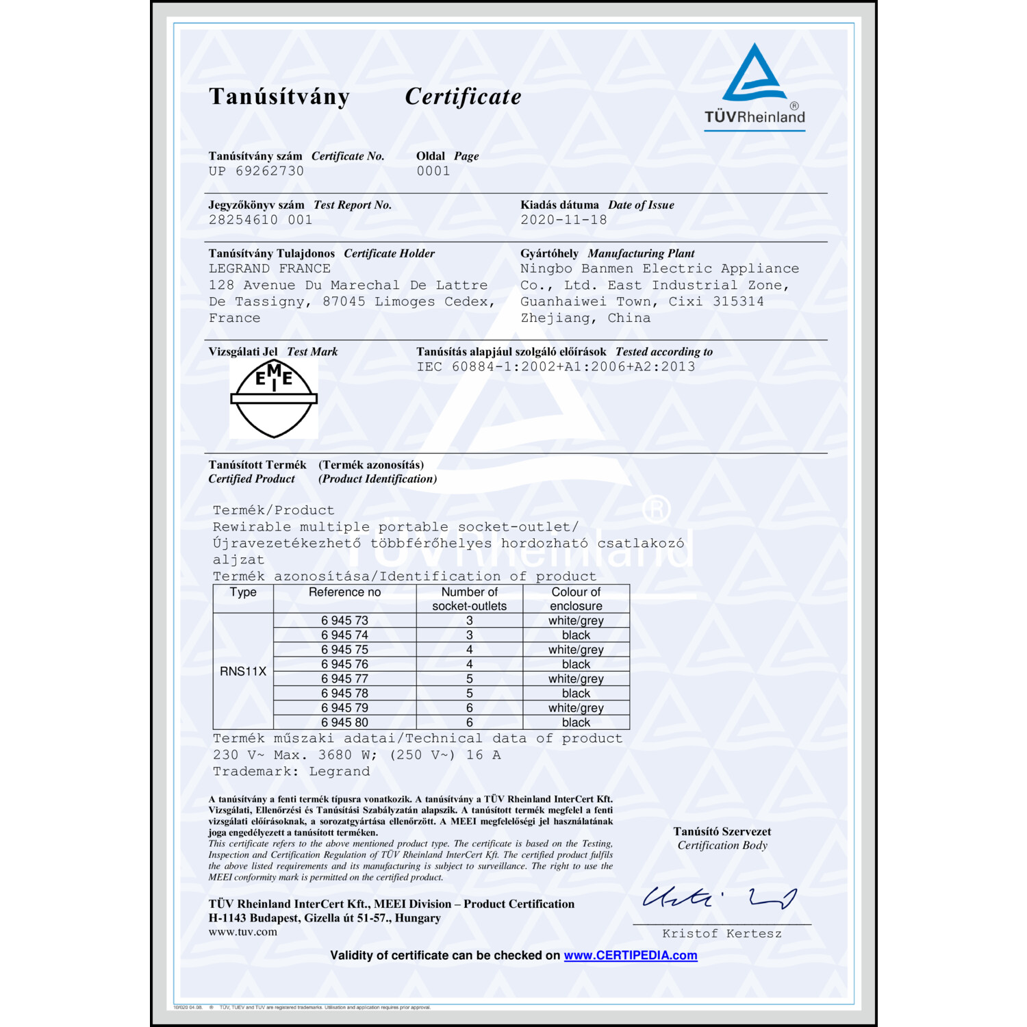 CoC-Erklärung (Certificate of Conformity, benötigt für CPR)
