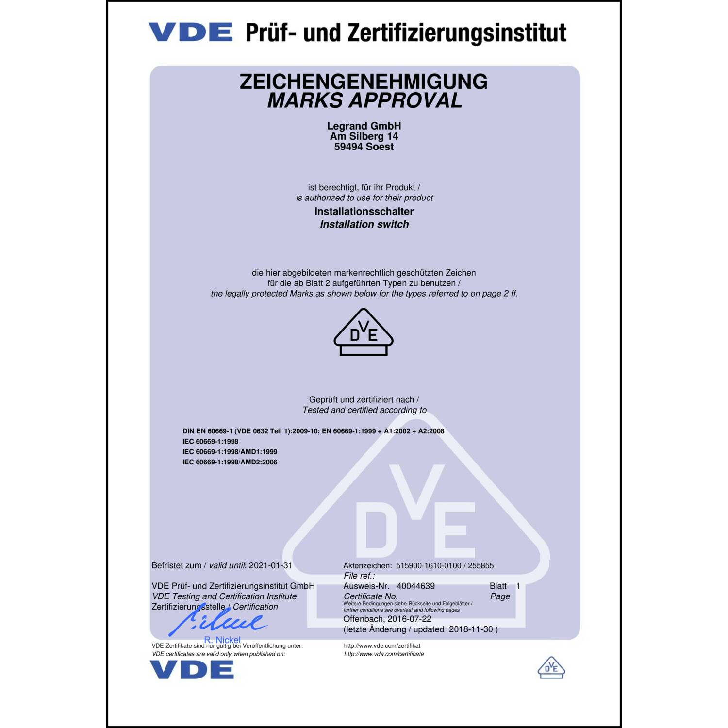 CoC-Erklärung (Certificate of Conformity, benötigt für CPR)