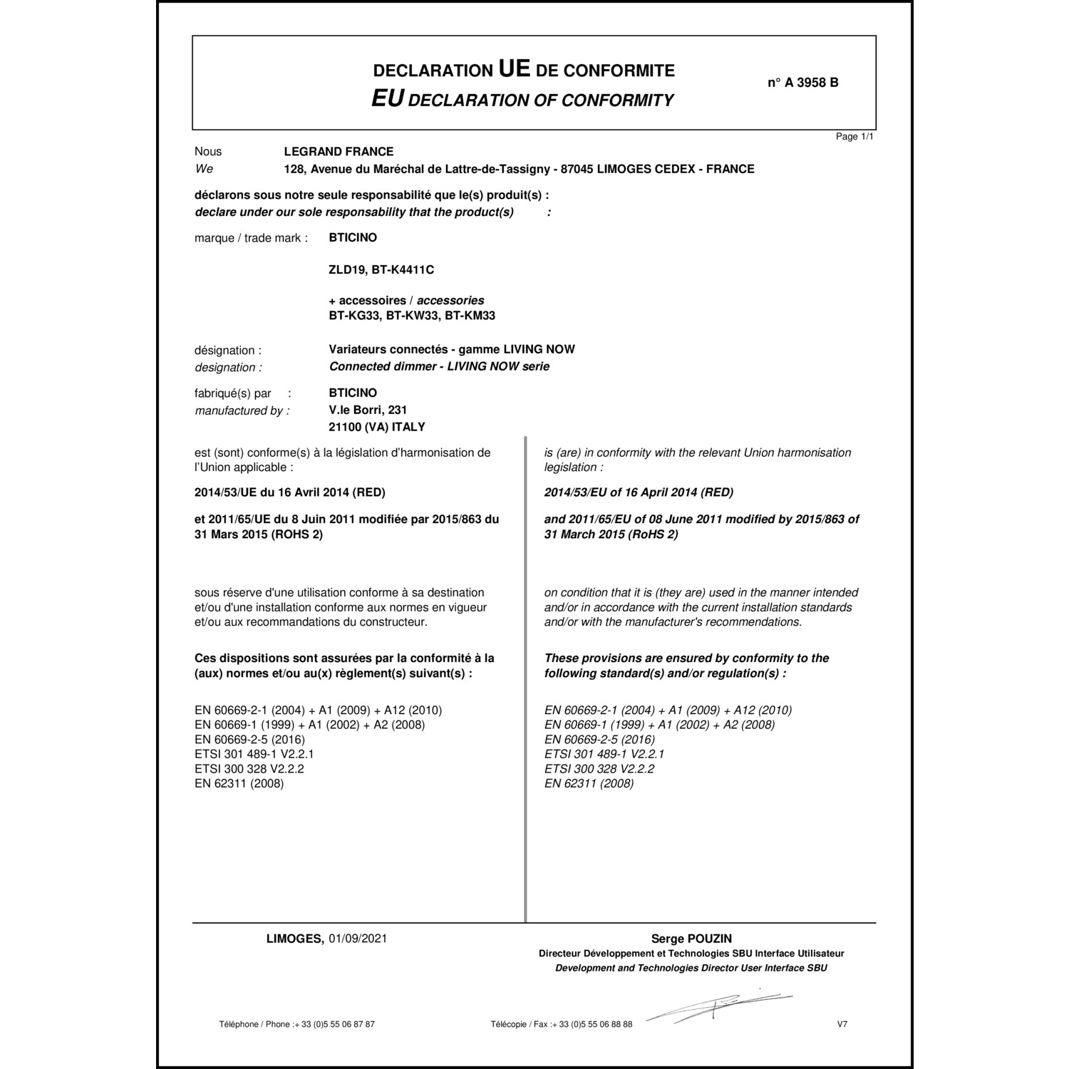 CoC-Erklärung (Certificate of Conformity, benötigt für CPR)