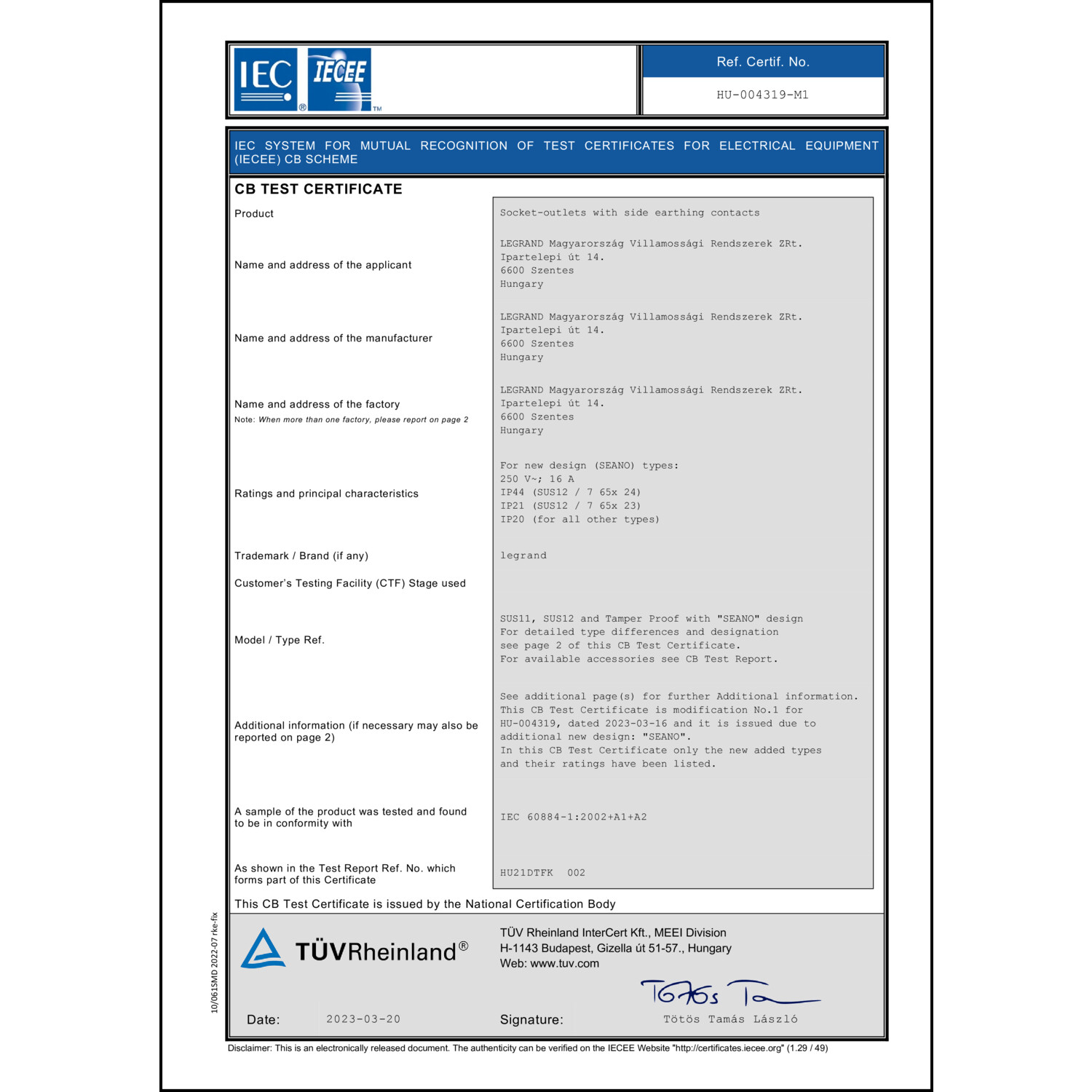 CoC-Erklärung (Certificate of Conformity, benötigt für CPR)