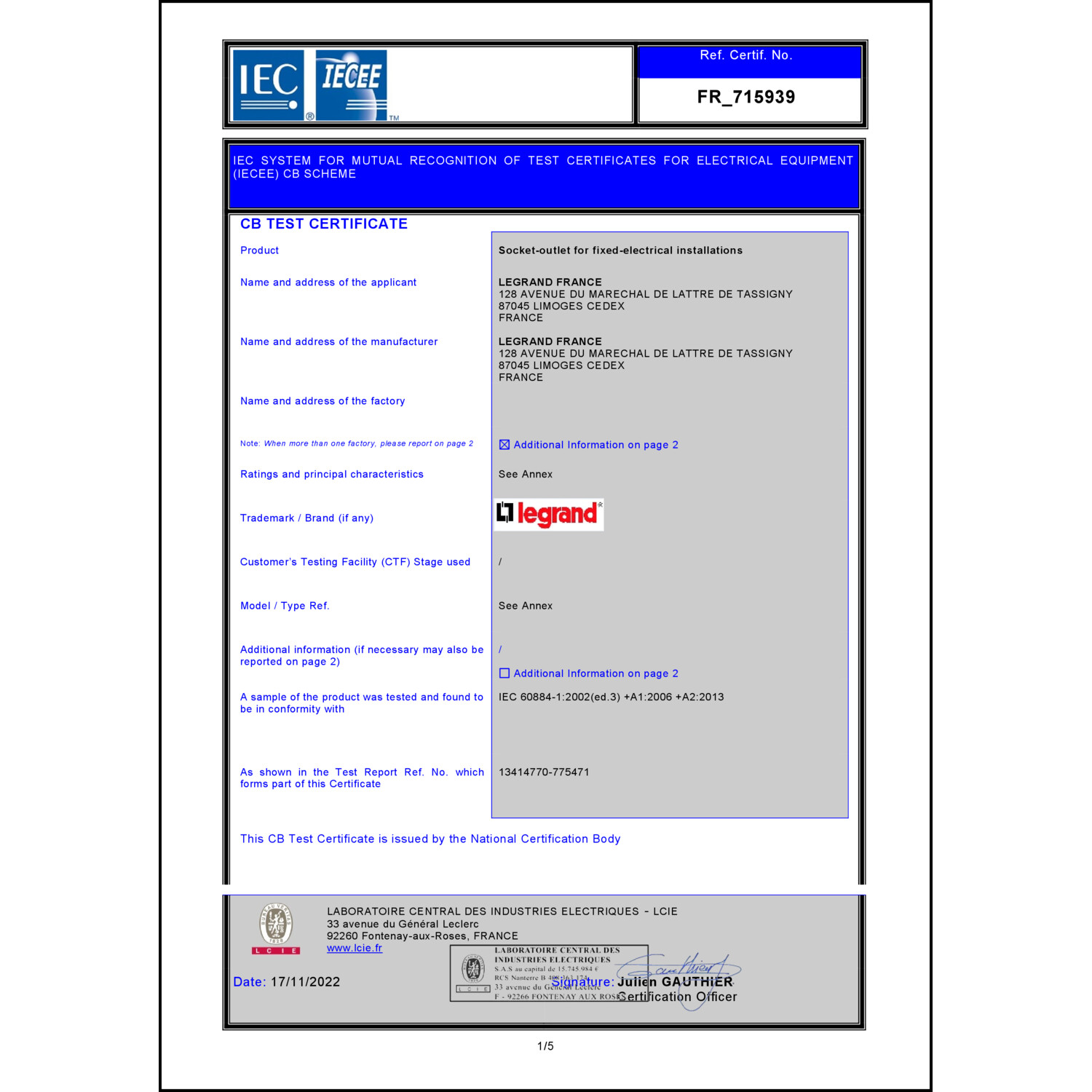 CoC-Erklärung (Certificate of Conformity, benötigt für CPR)
