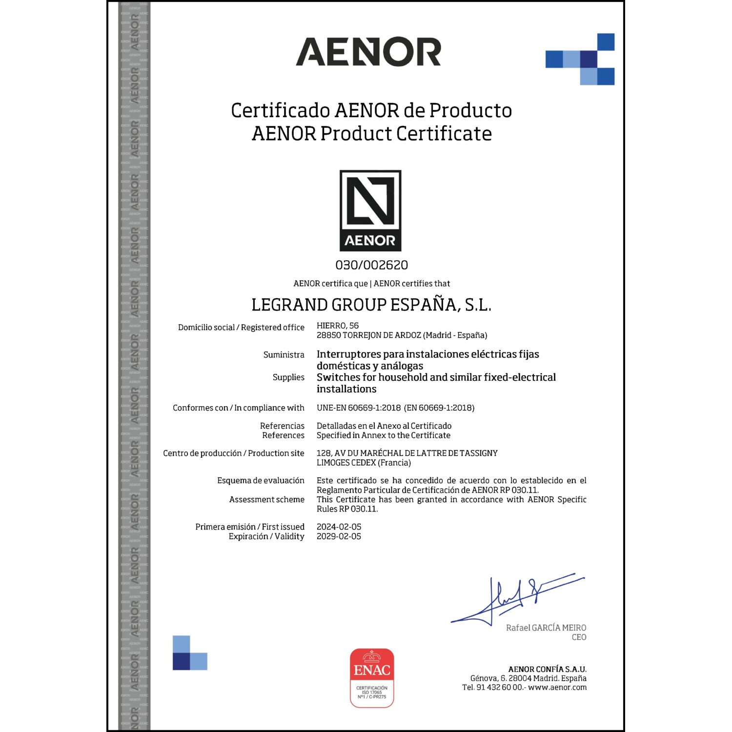 CoC-Erklärung (Certificate of Conformity, benötigt für CPR)