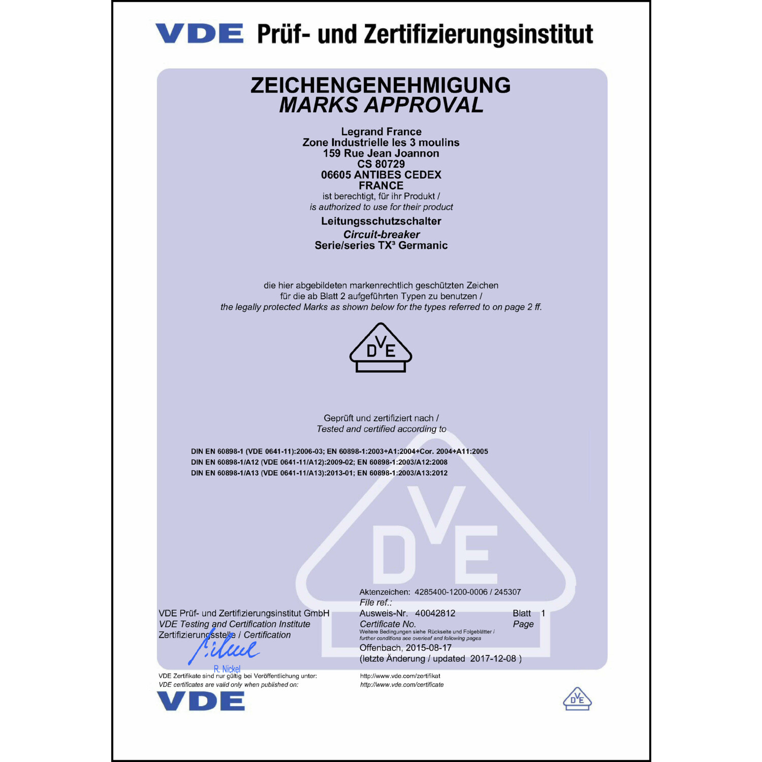 CoC-Erklärung (Certificate of Conformity, benötigt für CPR)