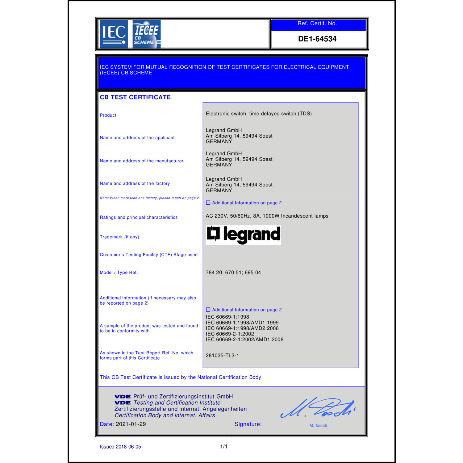 CoC-Erklärung (Certificate of Conformity, benötigt für CPR)